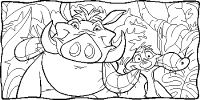 A coloring page of the lion king